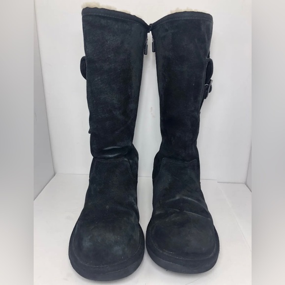 UGG Australia 1895 Retro Cargo Fur Lined Black Suede Winter Boots - Picture 6 of 12